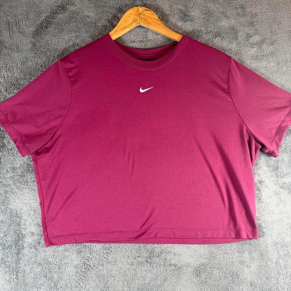 Nike Sportswear Essential Crop Top Burgundy Maroon Slim Fit XXL